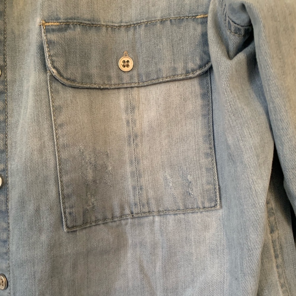 Zara Basic Denim Button Down Shirt - image 4